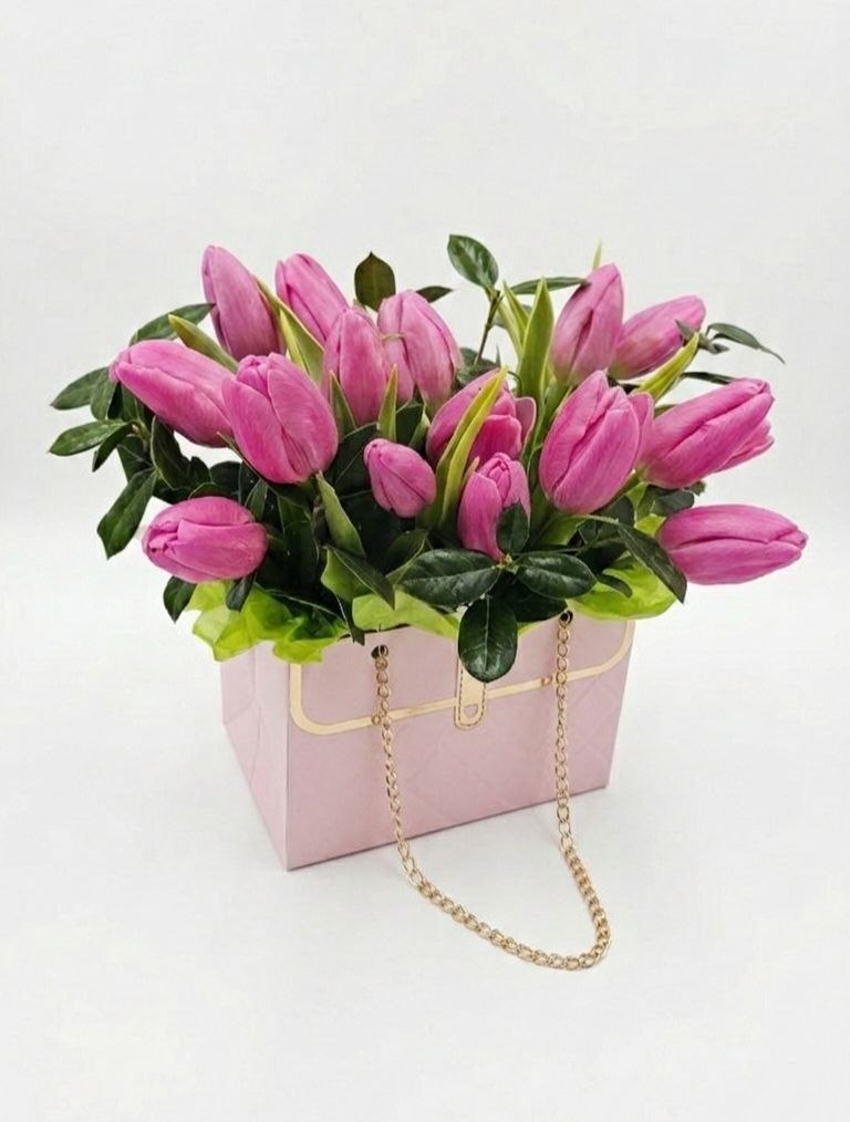 Box of Pink Tulips