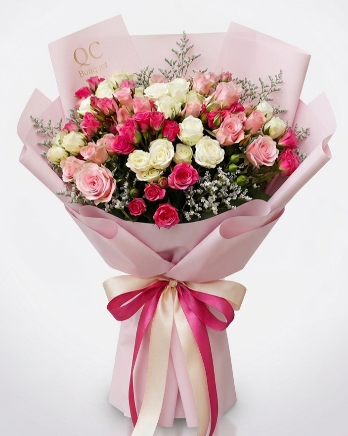 Three-tone Bouquet of Spray Roses