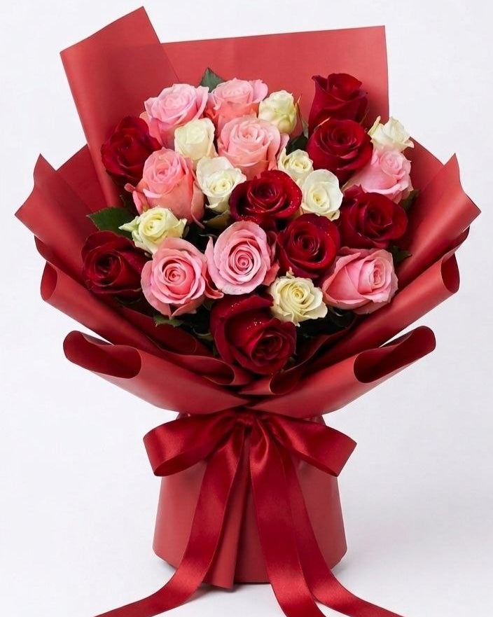 Romance Bouquet of 3 colors 24 Roses