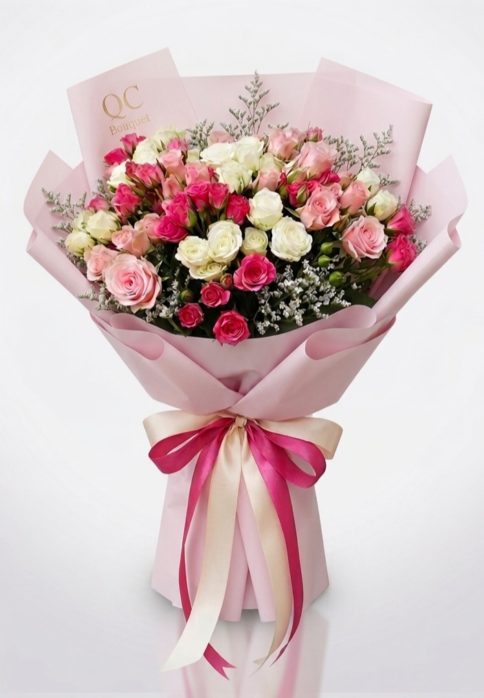Three-tone Bouquet of Spray Roses