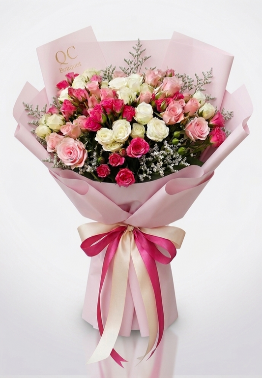 Three-tone Bouquet of Spray Roses